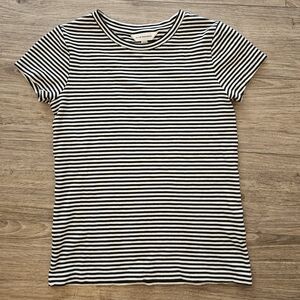 Club Monaco Medium Black & White Striped Crewneck Tee, Like New Condition